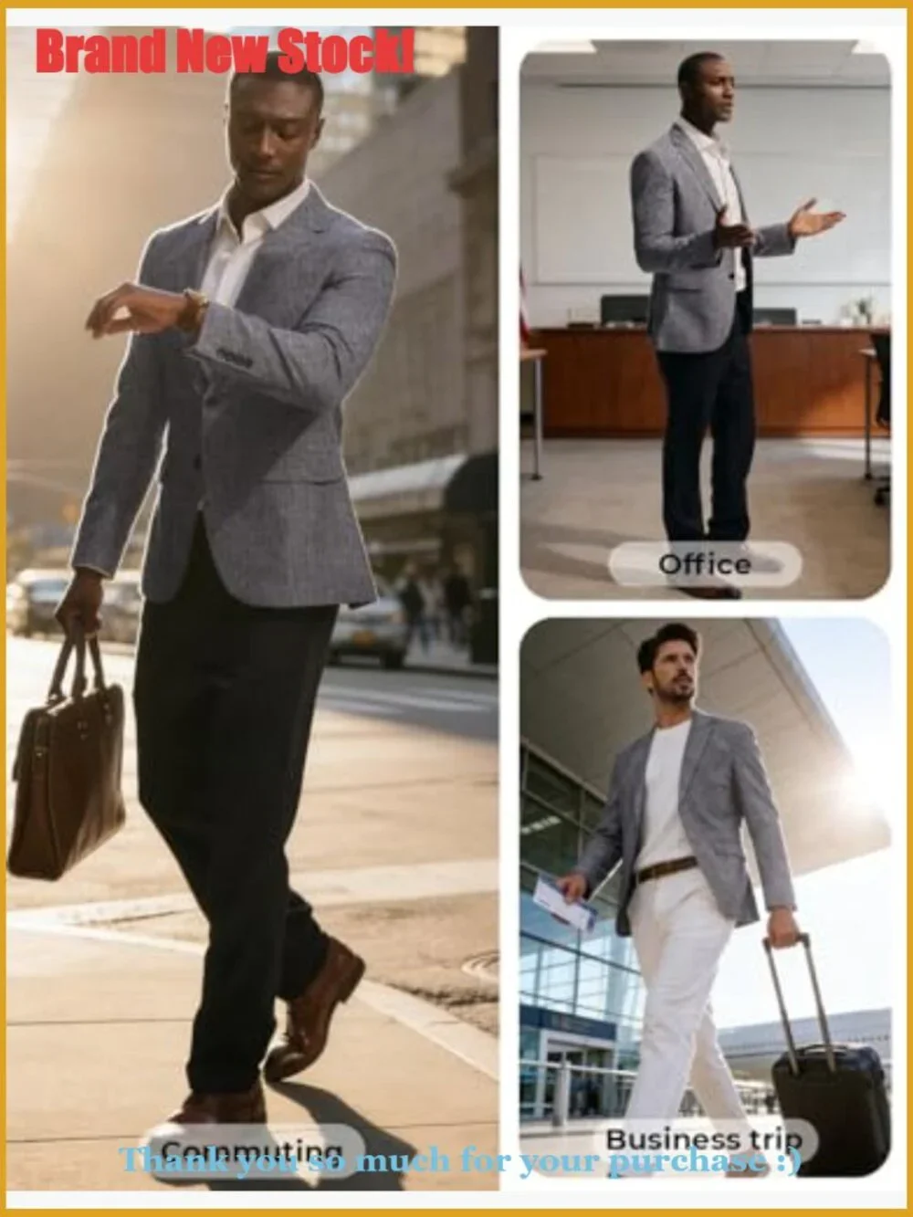Lightweight Polyester Blend Sport Coat Blazer Slim Fit Two Button